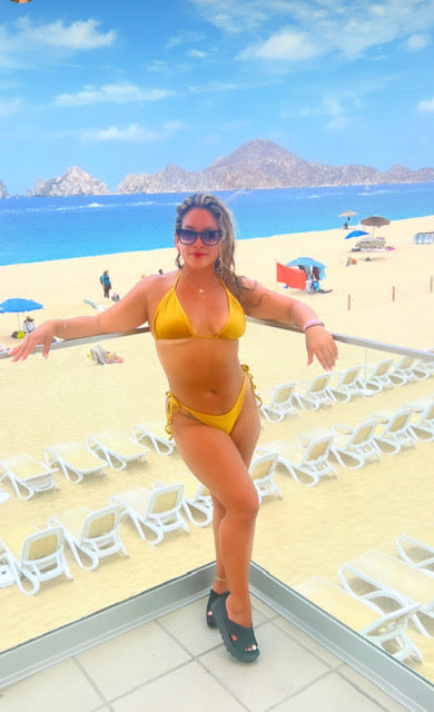 VITA SELF TIE TRIANGLE TOP - SAND GOLD