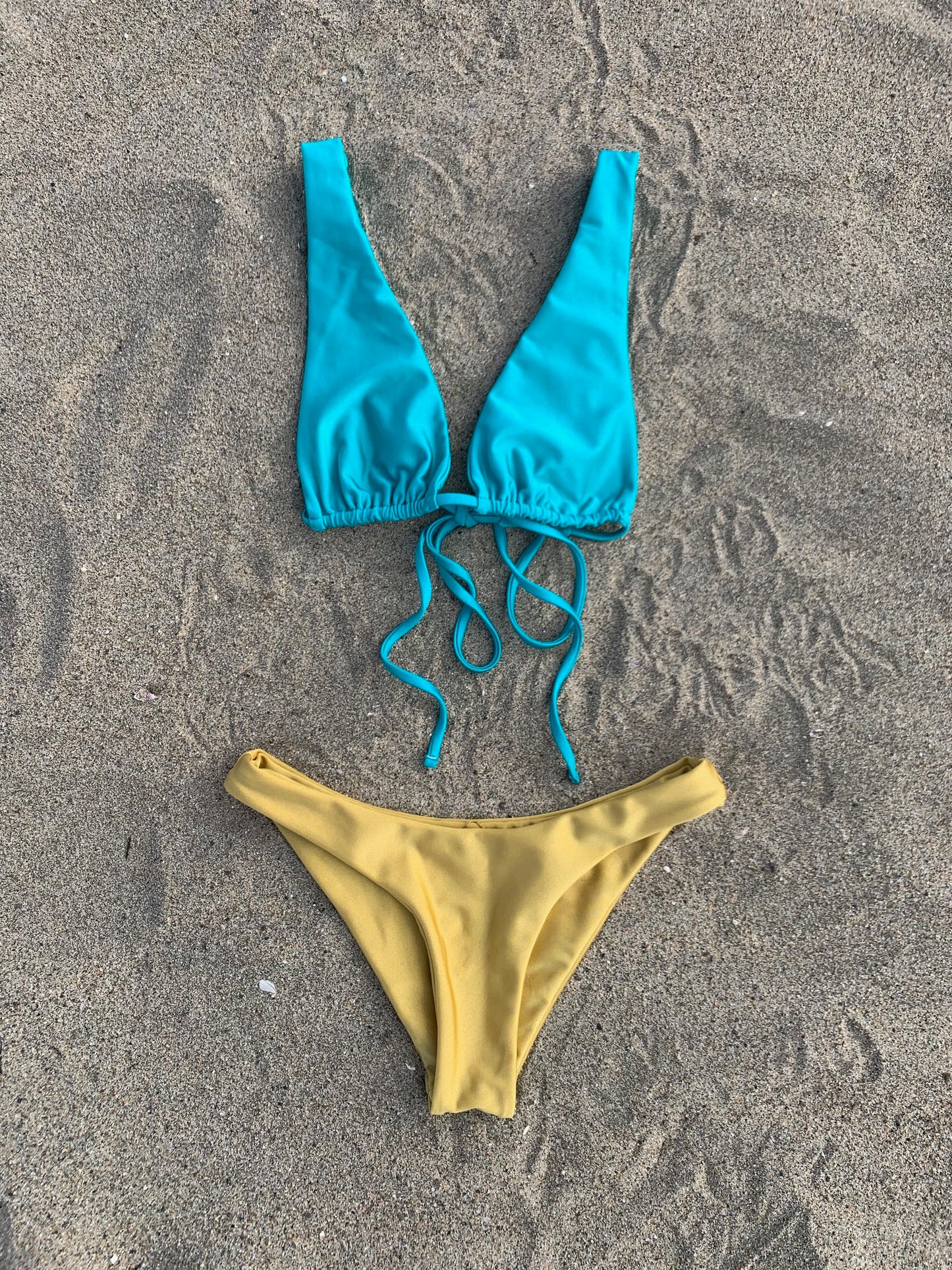 ALEXIS PLUNGE TIE TOP - LAGOON